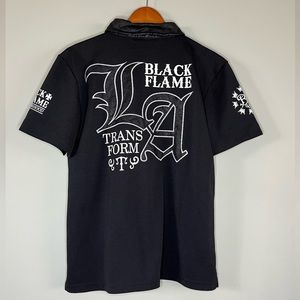Black Flame Cool Vintage Clothing collared T Made in Japan
